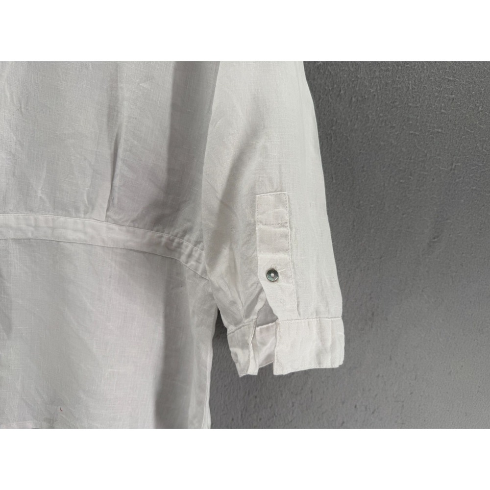 St. Tropez West Shirt Womens L 100% Linen Lagenlook Coastal Minimalist Blouse - Picture 4 of 13